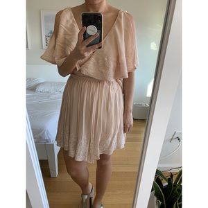 🌟SALE🌟Free people nude beaded wrap dress sz L